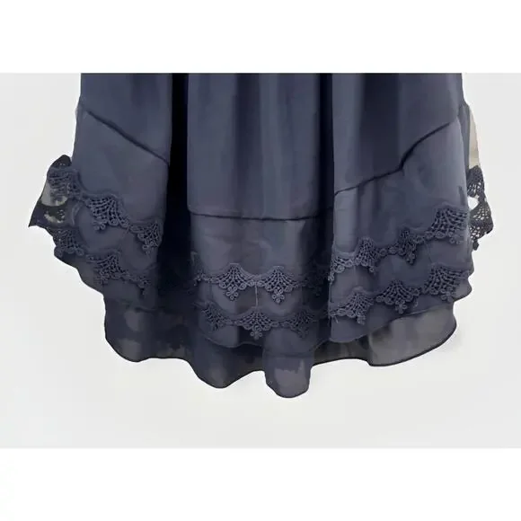 Women’s Navy Lace Crochet Blouse Sleeveless Chiffon Top Boho Chic Size XL - Picture 4 of 6